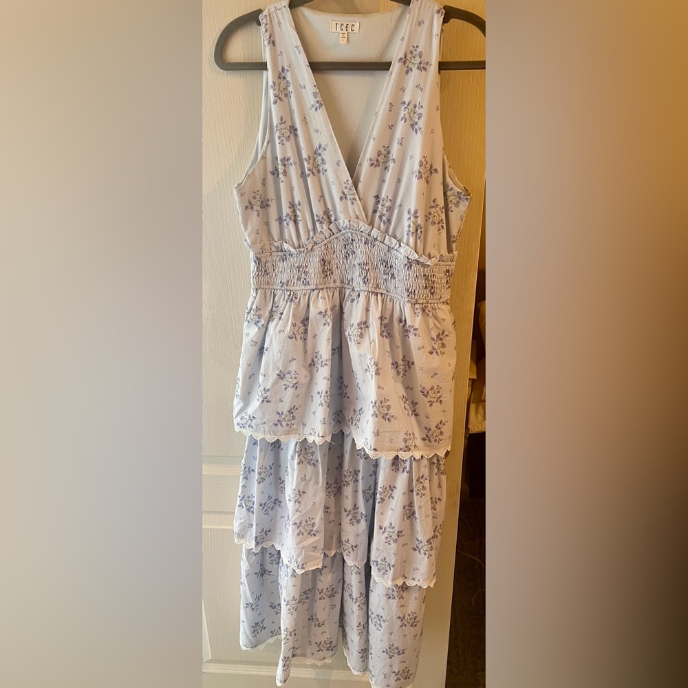 TCEC Light Blue Floral layered Dress
